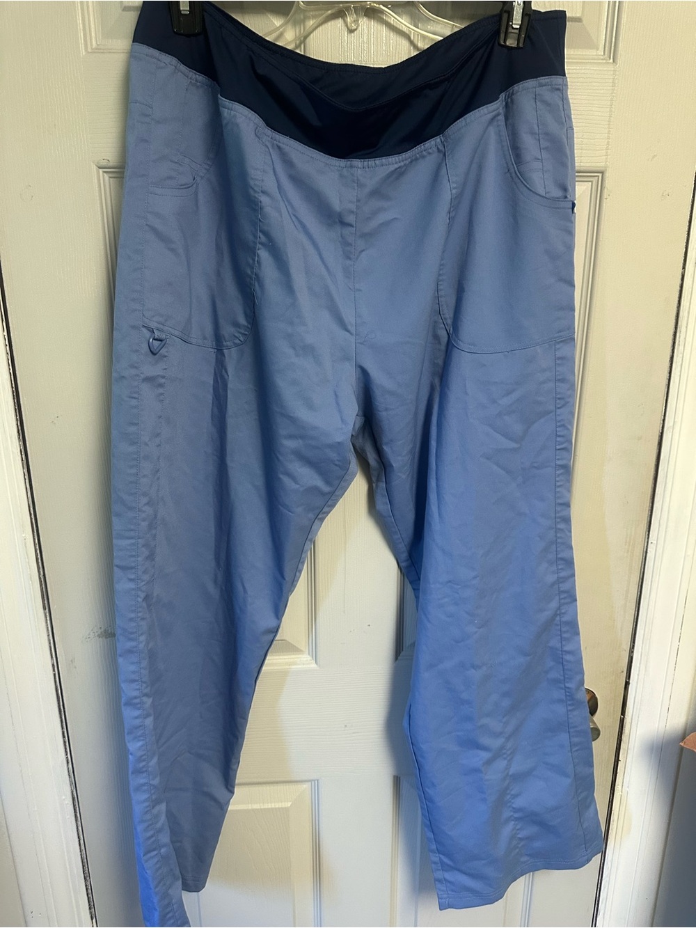 Nurse Mates Light Blue Jogger Pants with Navy Waistband